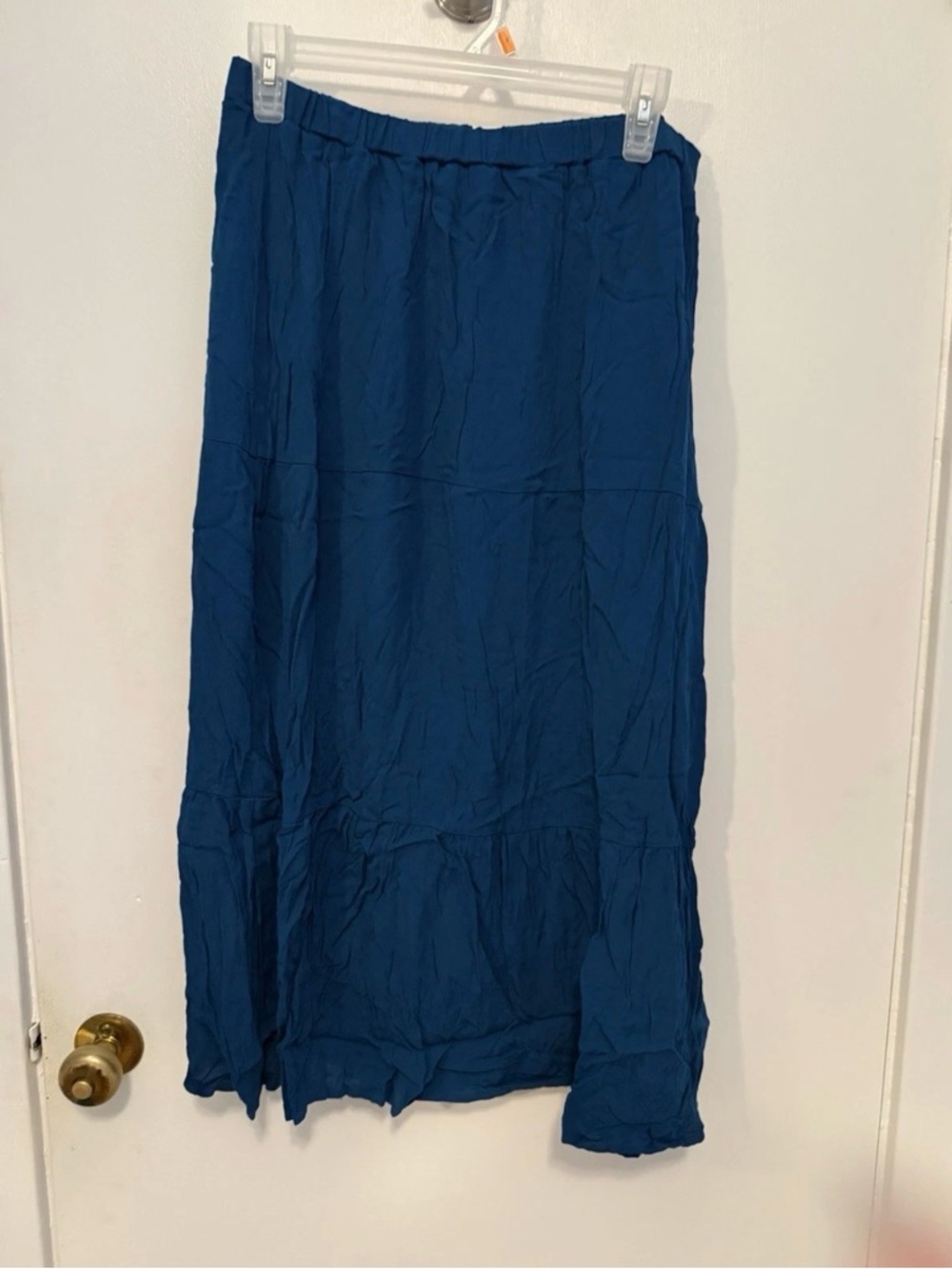 Love Blossom teal blue midi boho skirt stretch waist NWT Sz LG